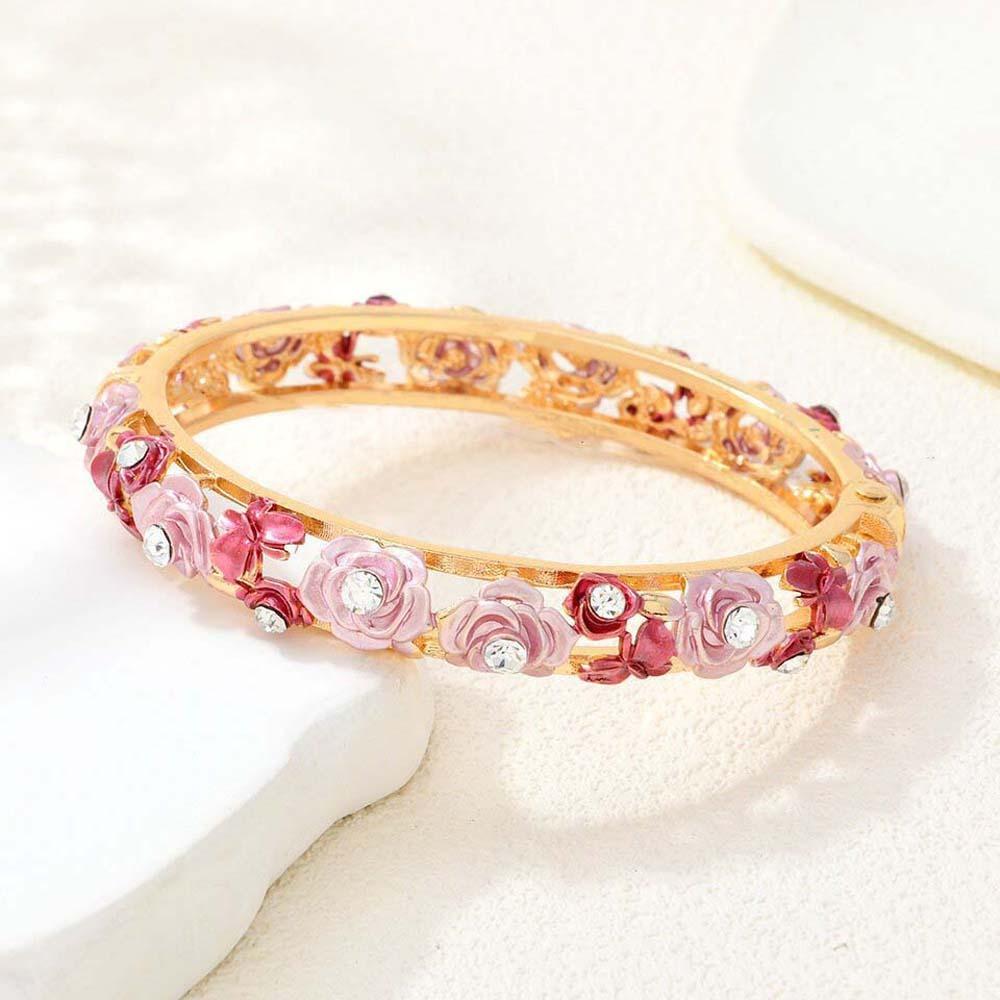 Traditional Filigree Enamel Bangle Rhinestone Women's Wrist Jewelry Daily