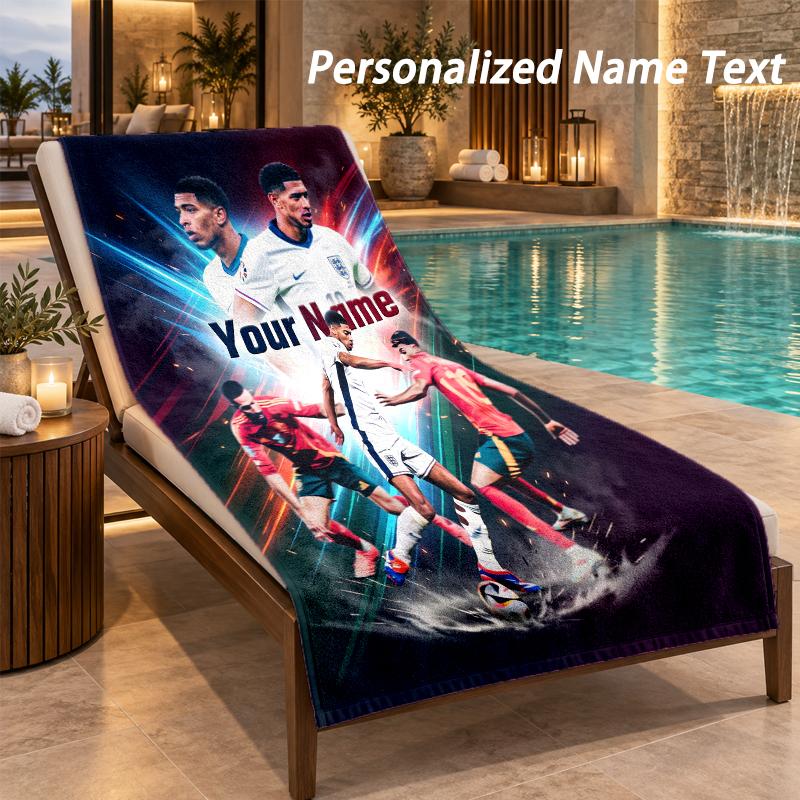 Custom Text Jude Bellingham Print Beach Towel Large Towel For Home Bathroom Beach