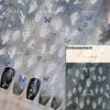 Punk Silver Metal Line Star Flower Love Colorful Butterfly Nail Art Stickers Horror Halloween Decorations Manicure Decals