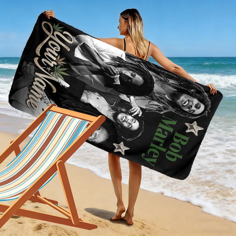 Name Custom Bob Marley Print Beach Towel, Large Soft Quick Dry Towel for Beach Camping Swimming