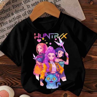 Детская футболка Kpop Demon Hunter HuntrX Графические топы Мода Харадзюку Мальчики Девочки Уличная одежда Футболки с коротким рукавом Детская одежда
