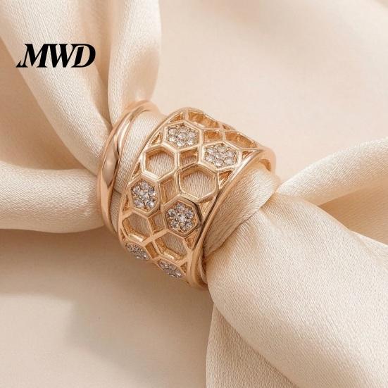 Elegant Scarf Holder Honeycomb Silk Ring, Hollow-out Bandana Slide Luxury Accessory Rhinestone for Women Neckerchiefs Shawls Shirts Lock Ring