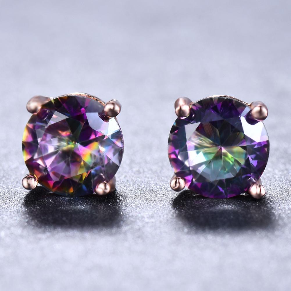 Серьги-гвоздики с камнем, цвета в ассортименте