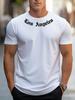 New Men's Summer Loose Size 100% Cotton Los Angeles Print Slim-fit Casual Sports Crew Neck Short Sleeve T-shirt Top