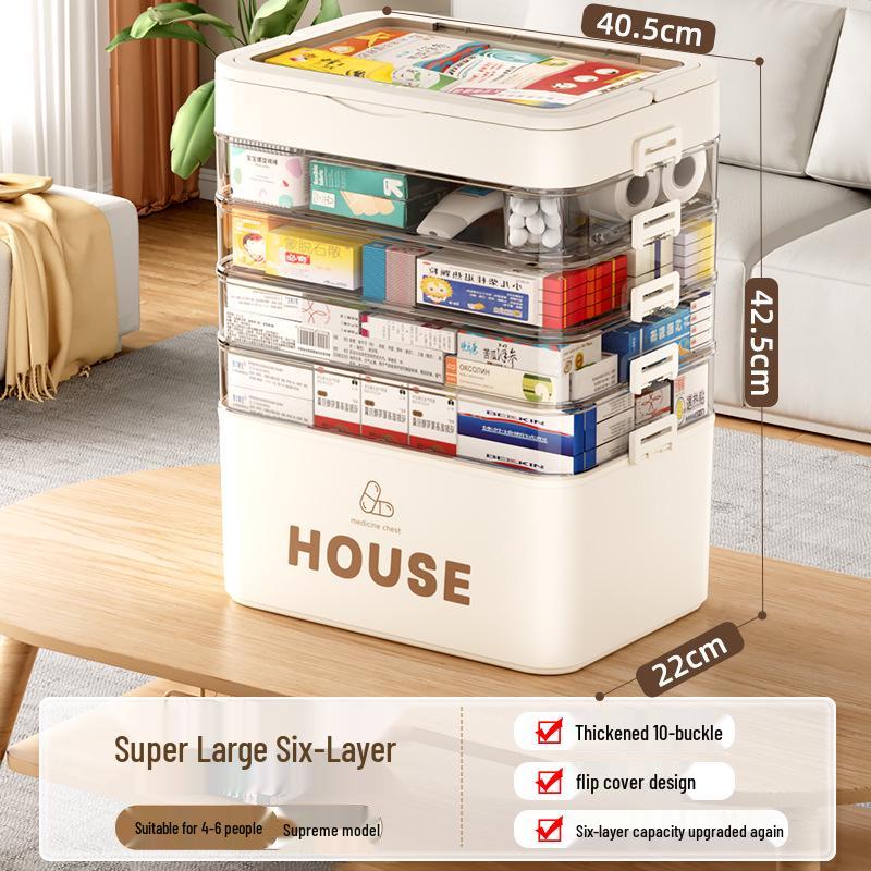 Large Multi-Layer Medicine Storage Box - Portable Family First Aid Kit