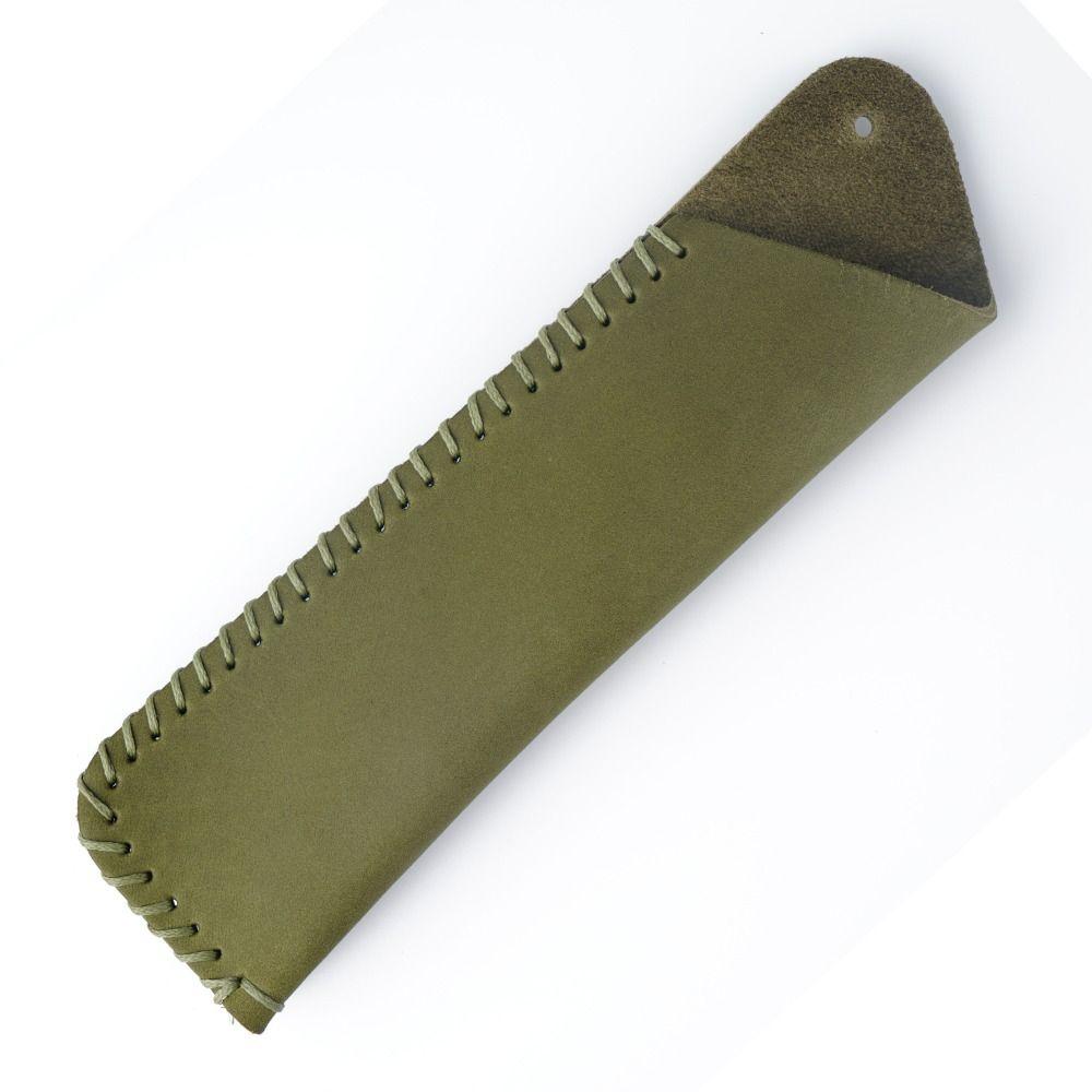 Handmade Cowhide Pencil Case Pencil Holder Pen Sleeve Pouch Retro Leather Pen Bag Crafts