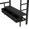 140 x 200 cm Metal Play Loft Bed with USB, LED, Desk, Open Wardrobe and 3 Laundry Drawers, Black