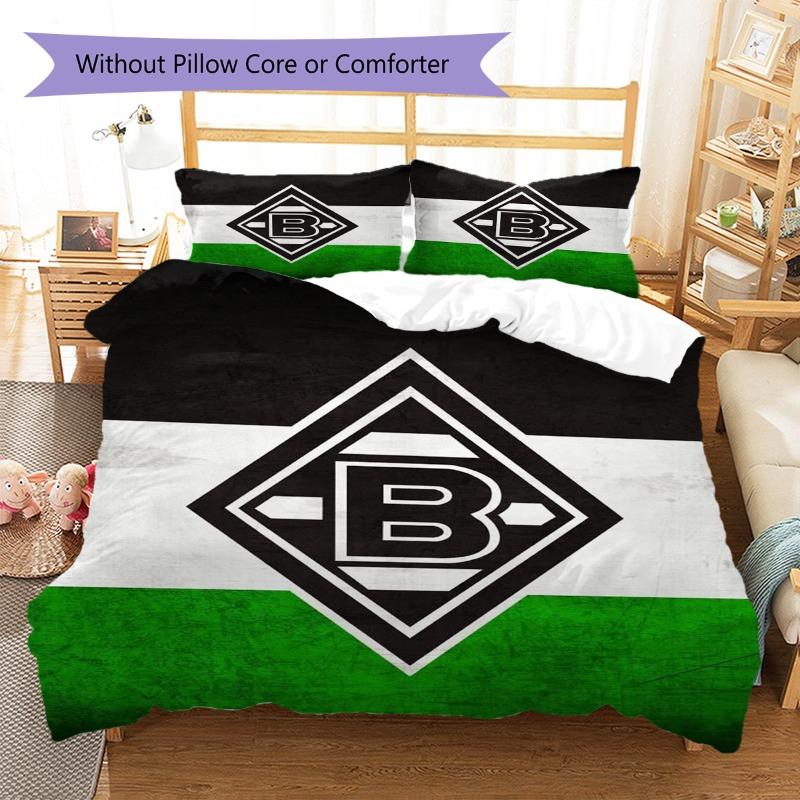 Gladbach Club Retro Flag Logo Print 3 Pieces Duvet Cover Set Soccer Fan Bedding Bedroom Home Decor Without Pillow Core