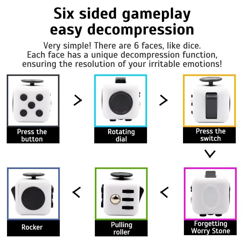 Fidget Cube Antistress Hand Spinner Decompression Toy For Autism Adhd Anxiety Sensory Toys For Kids Adults Stress Relief Toys