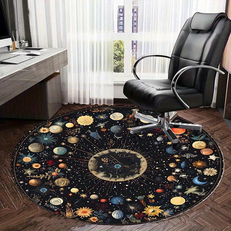1pc Multi Surface Chair Mats A Cosmic Tapestry of Stars and Flowers Perfect for Decorating Office Chairs, Living Rooms, Or Bedrooms.dt059