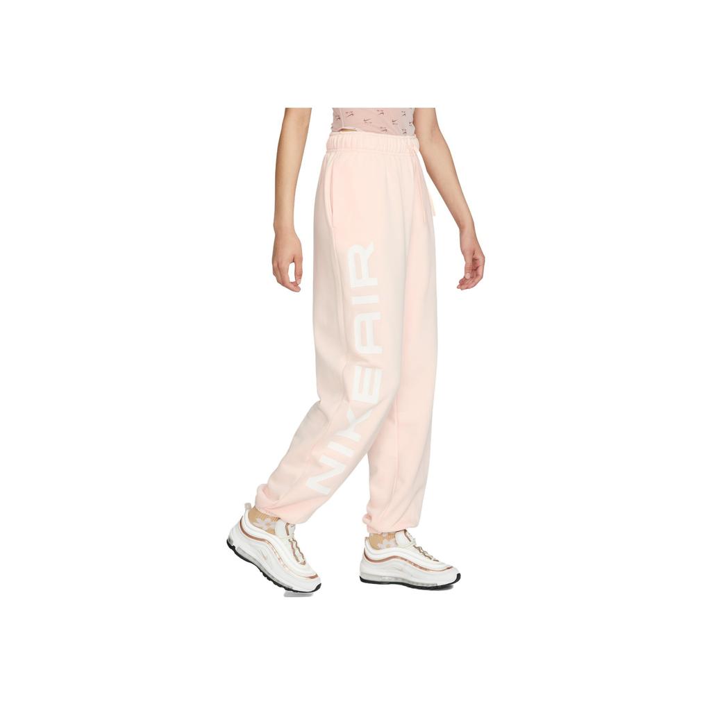 Nike Повседневные флисовые трикотажные спортивные брюки с высокой талией и боковыми буквами на шнуровке, женские брюки цвета ледяной гранат FB8052-838