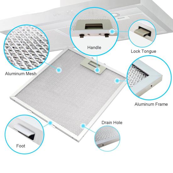 Замена фильтра вытяжки 12,6x10,24 дюйма, алюминиевая сетка, жироулавливающий фильтр для кухни, вытяжной вентилятор, вытяжка, вентиляционный фильтр