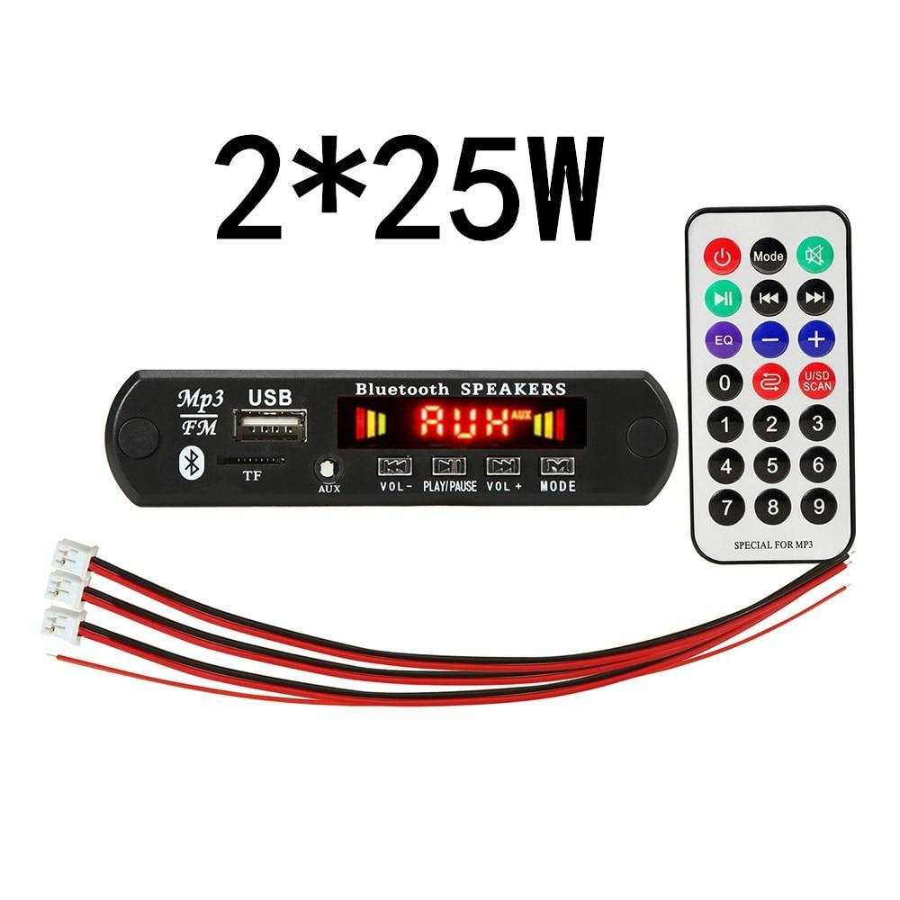 Плата декодера MP3-плеера 2*25 Вт, 12 В, Bluetooth 5,0, 50 Вт, усилитель, автомобильный FM-радио модуль, поддержка TF