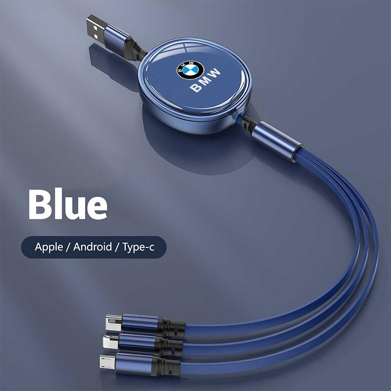 UYDH3 Hot 2025 Cable Scalable Phone Car Interior 3 In 1 USB Fast Charging Cable For BMW Series X1 X3 X4 X6 E90 E91 I3 I4 F30 F48 F30 F