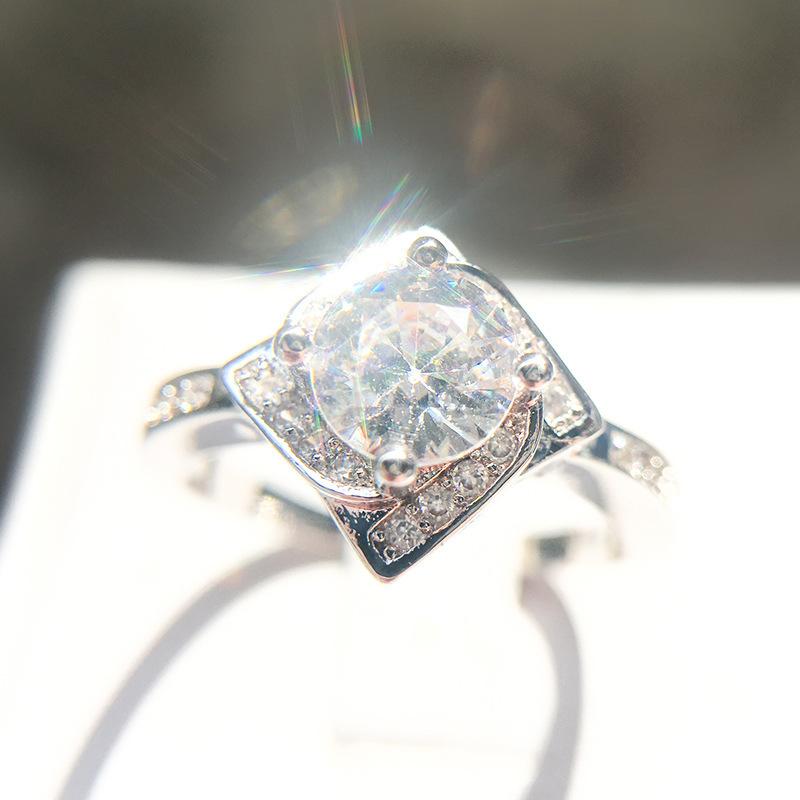 Classic Micro-Set Diamond Craft Women'S Ring Women'S Proposal Wedding Diamond Ring Square Diamond Ring