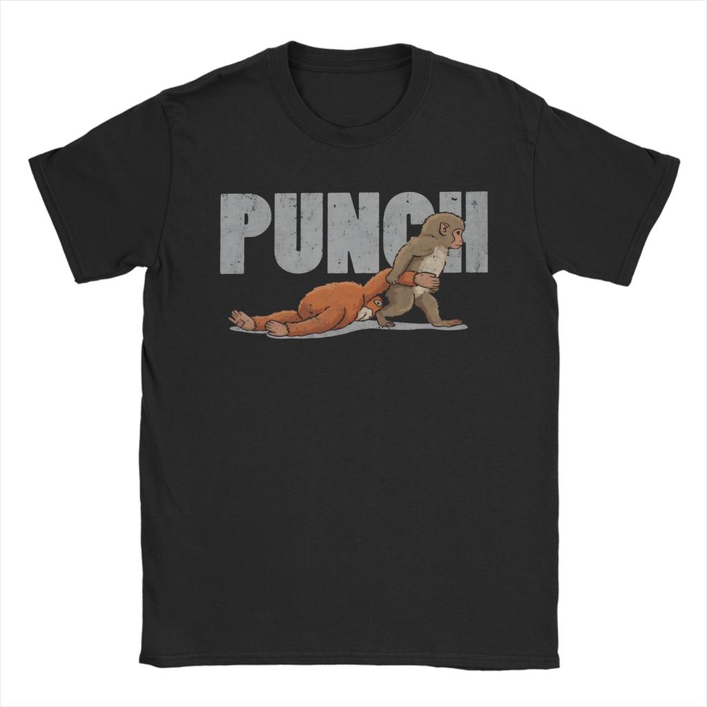 Punch Monkey But Why T Shirt for Unisex Women Cotton Amazing TShirts Round Neck Tee Shirt Short Sleeve Tops Big Size