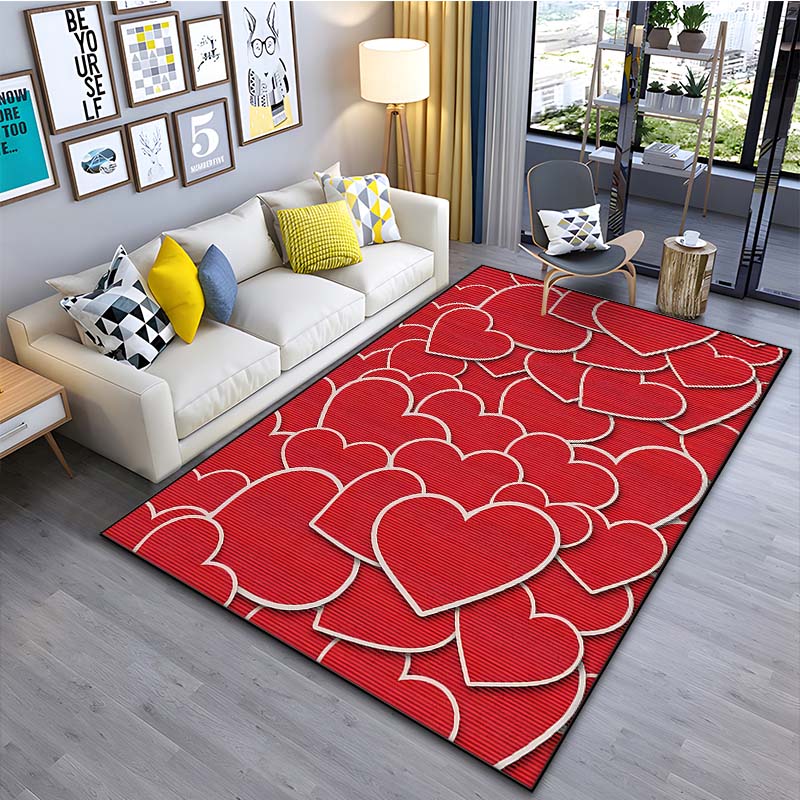 Ковер с принтом красного сердца для гостиной, спальни, прикроватной зоны, ванной комнаты, напольный коврик, ковер в зону, коврик для дивана, домашний декор, роскошный подарок
