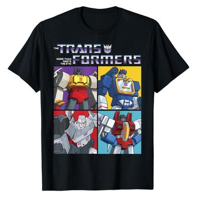 Футболка G1 Transformers Character Collection с принтом Гримлока, Саундвейва, Мегатрона, Старскрима. Хлопковая, с круглым вырезом, свободного кроя, повседневная.