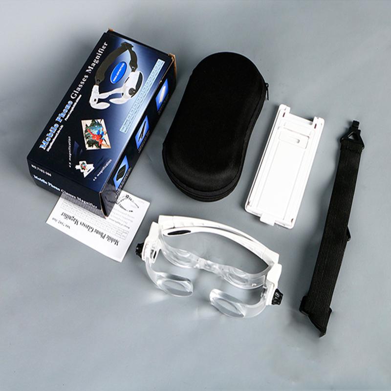 3,8x кронштейн для очков для телевизора, лупа, повязка на голову, лупа, очки, увеличительное стекло с держателем для телефона, чехол для очков