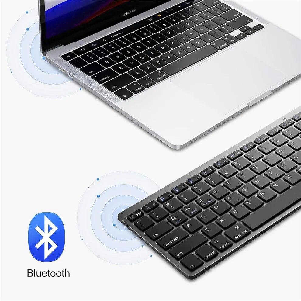 Портативная беспроводная Bluetooth-клавиатура, ультратонкая бесшумная клавиатура с щелчком для смартфона, ПК, ноутбука, планшета
