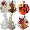 Music Note Silicone Molds Guitar Flower Cello Fondant Mold Cake Decorating Tools Cupcake Topper Candy Resin Clay Chocolate Gumpaste Mold