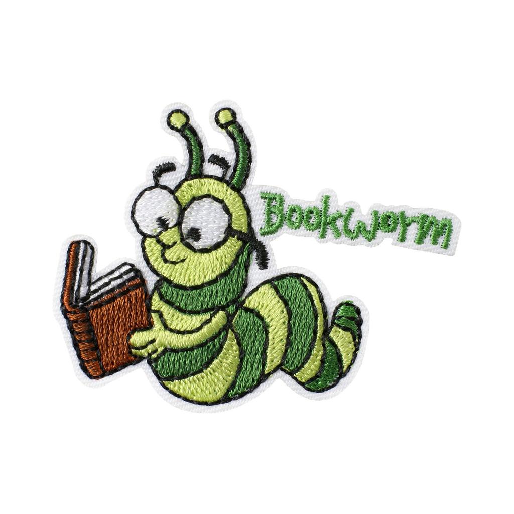 Fun Bookworm Pattern Embroidery Cloth Sticker Literary Reading Elements Clothes Bag Ironing Creative Decorative Patch Sticker