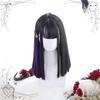 Long Ombre Colorful Synthetic Cosplay Lolita Harajuku Wig With Bangs Natural Wavy Wigs Black Highlights Purple Daily Wig