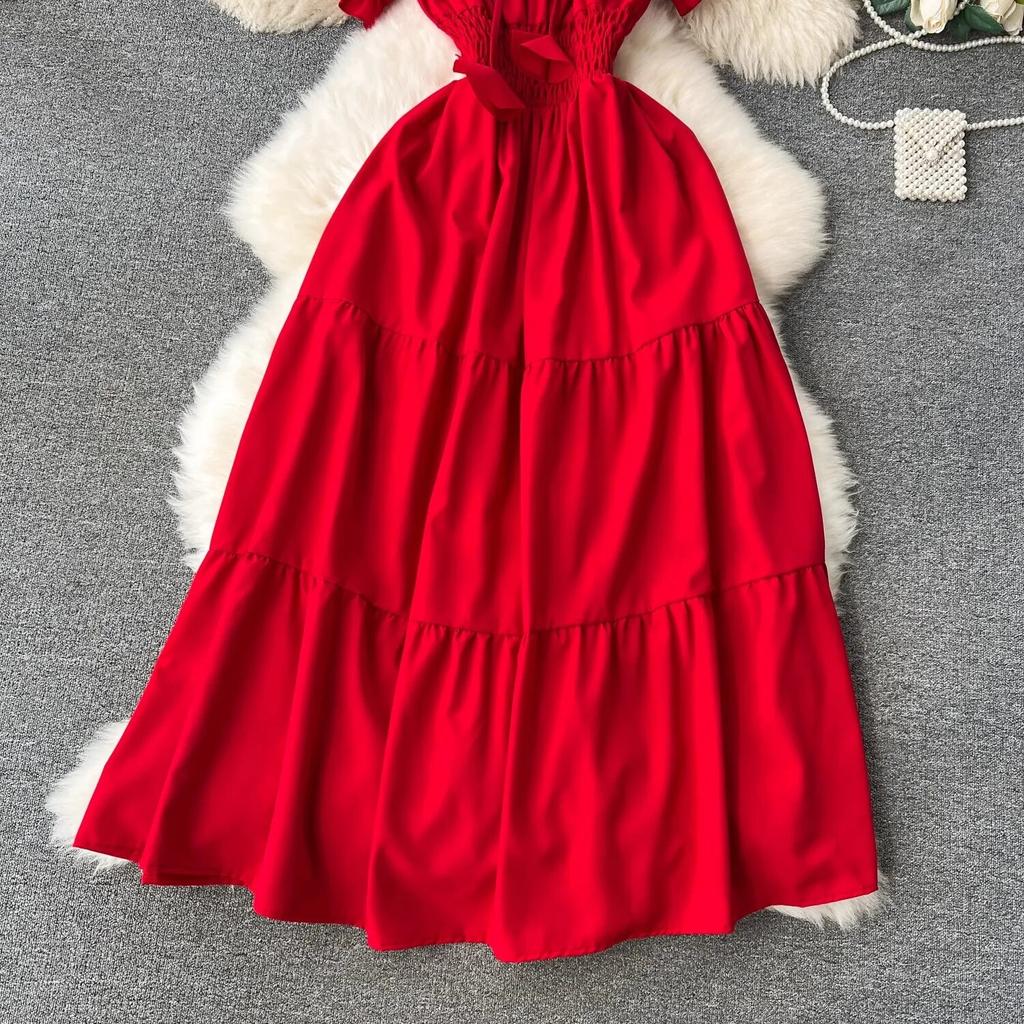 Летние каникулы, тонкое длинное платье с эластичной резинкой на талии, женское элегантное платье с открытыми плечами, большие качели, пляжное платье макси, вечерние халат Femme