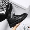 Men Korea Leather Platform Oxfords Slip On Thick Tottom Male Derby Shoes Casual Loafers Mens Square Toe Formal Dress Shoes