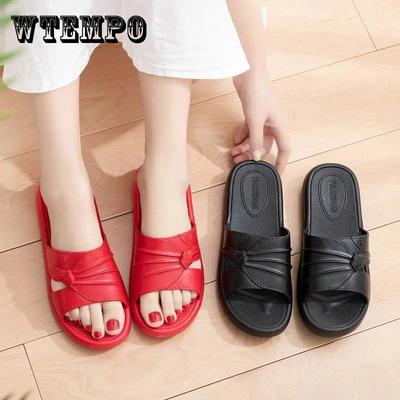 Женские тапочки с толстой подошвой. Верхняя одежда. Нескользящая обувь для мам с мягкой подошвой. Женские летние домашние нескользящие сандалии. Однотонные элегантные тапочки.