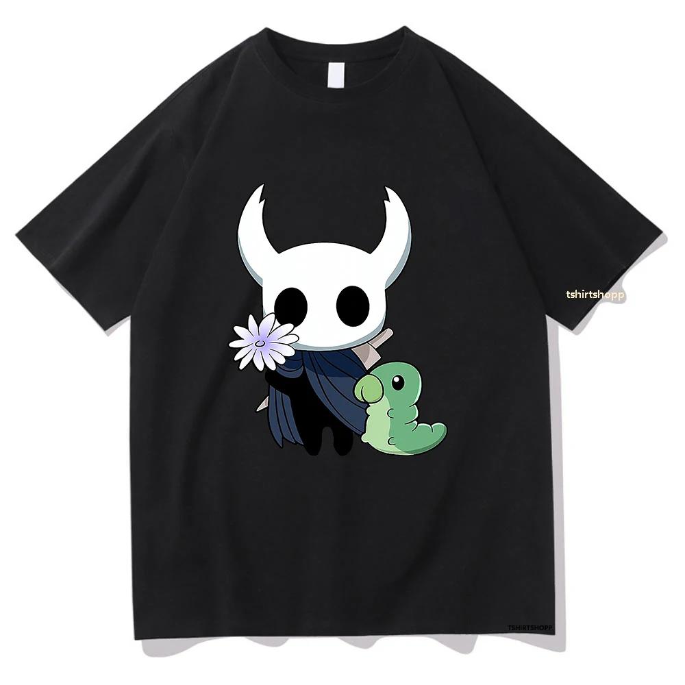 Милый маленький призрак Червяк Футболки Аниме Hollow Knight Женская одежда Мода Харадзюку Кавайи Футболка Женская Одежда Y2K Унисекс