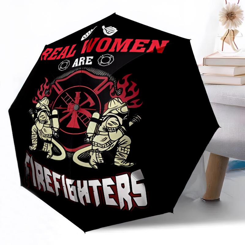 Fire Department Courage Outdoor Automatic Umbrella Retractable Design with 8-Rib Durability Lightweight Perfect Gift for Friends Family