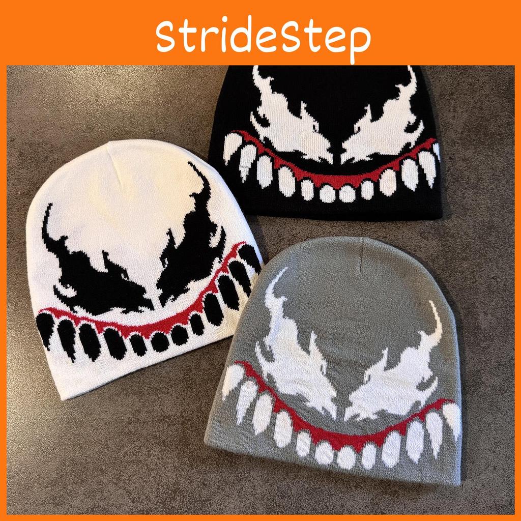 Venom Style Knit Hat Unisex Acrylic Fabric For Streetwear And Cold Weather