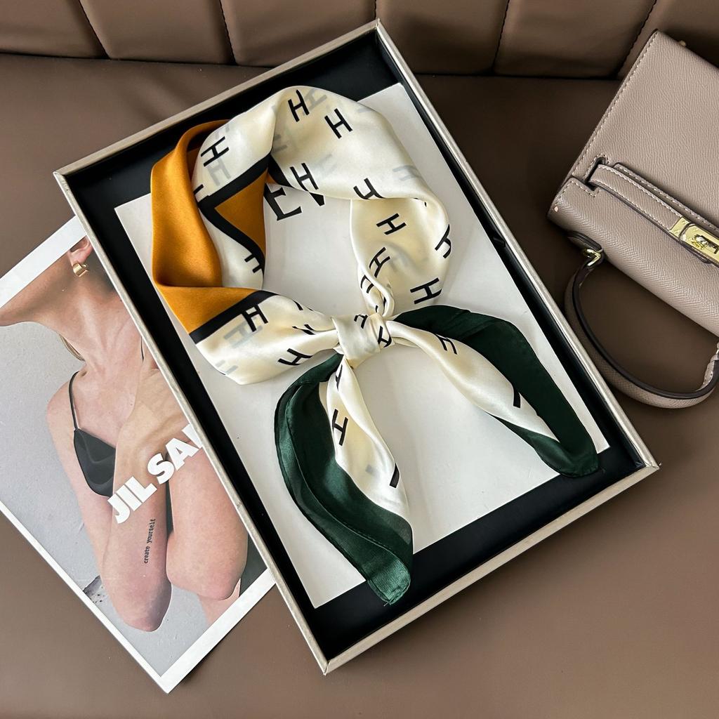 Шелковый шарф женский модный универсальный высокий смысл 70 квадратный шарф защита шеи шарф ретро шарф сумка