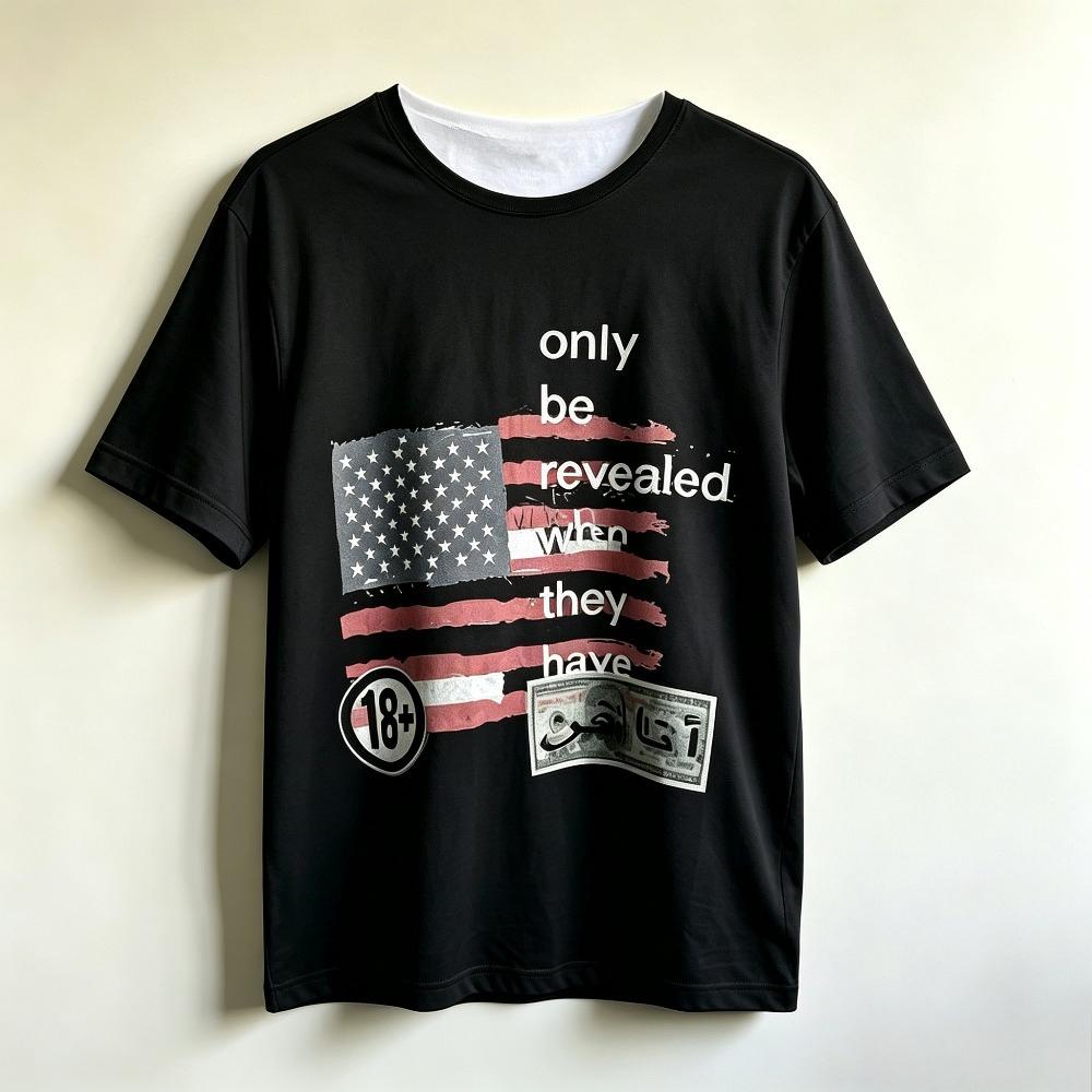 Vintage American Flag Graphic Tshirt White Inner Collar Casual Streetwear Tee Available In Black White For Daily Wear