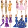 3 Pcs/Set Fashion Doll Clothes Dress for 30cm Doll 11.5'' Girl Doll Pink Blue Shiny Dress Mini Gown Shirt Kids Toy Gift