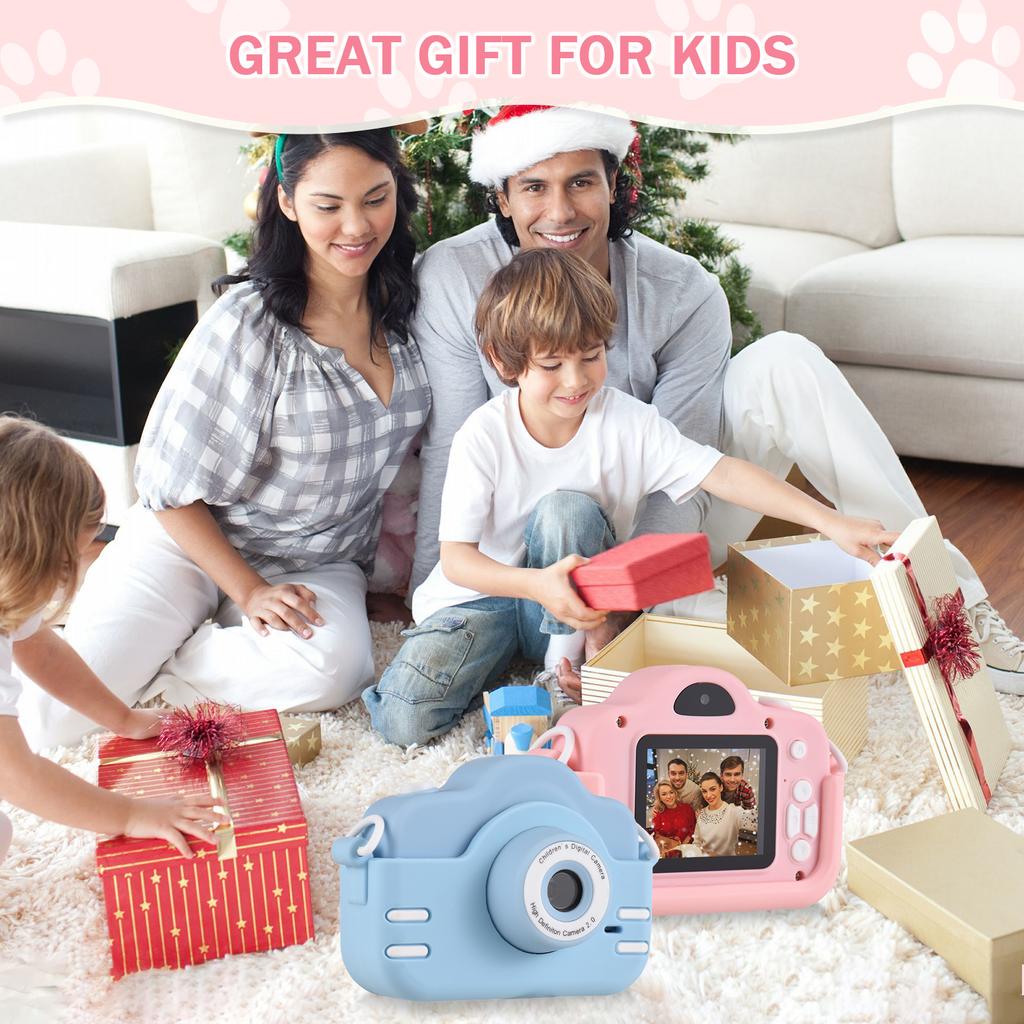 Mini Cartoon Kids Digital Camera 1080P Digital Video Camera for Kids Dual Lens 2.0 Inch IPS Screen