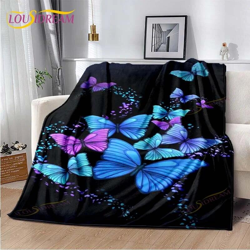 Одеяло с бабочкой, легкое мягкое плюшевое фланелевое одеяло для дивана, дивана, одеяло для пикника, одеяла для кроватей