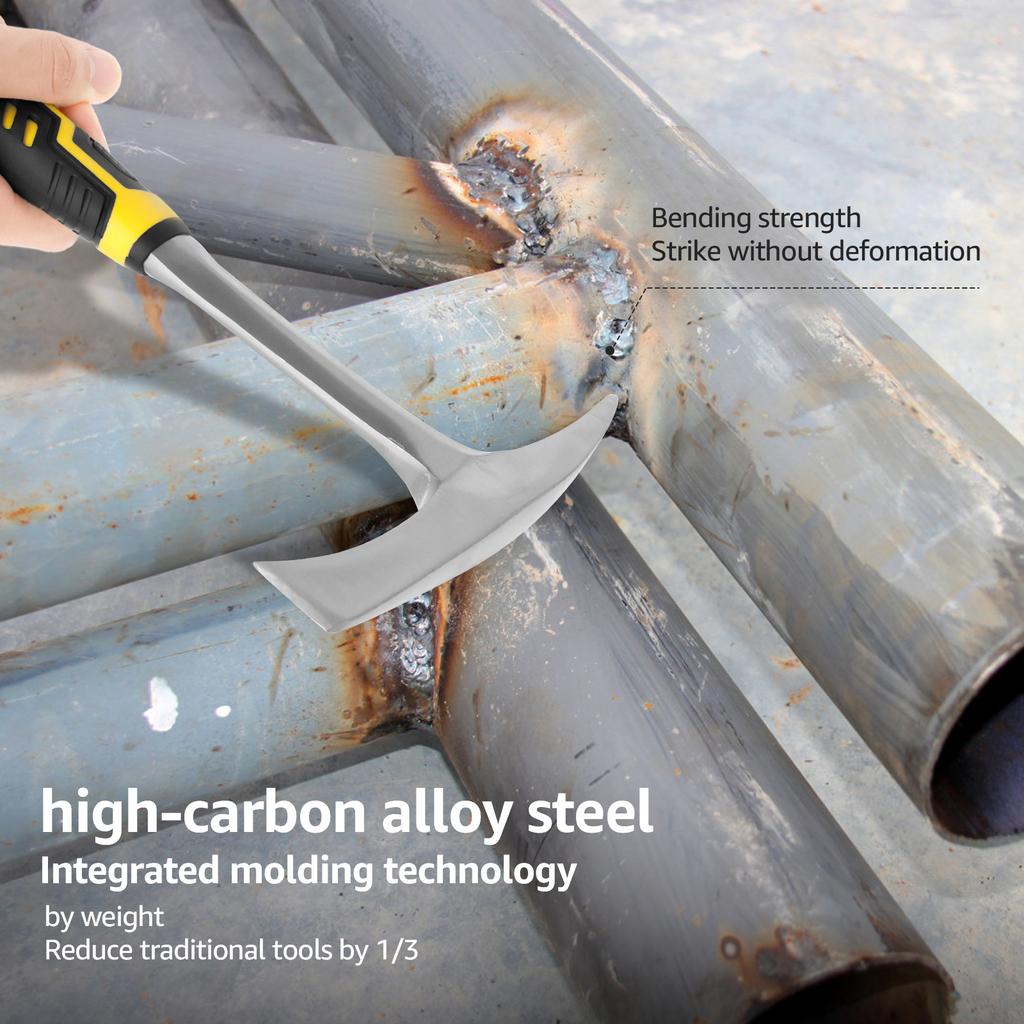 Молоток для скалывания весом 14 унций, сталь с высоким содержанием углерода, сварочный молоток для скалывания с нескользящей эргономичной рукояткой для шлифовки заусенцев