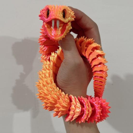 3D Printed Snake Toy Articulated Snake with Openable Mouth And Retractable Teeth Flexible Fidget Snake Toy for Adults Kids