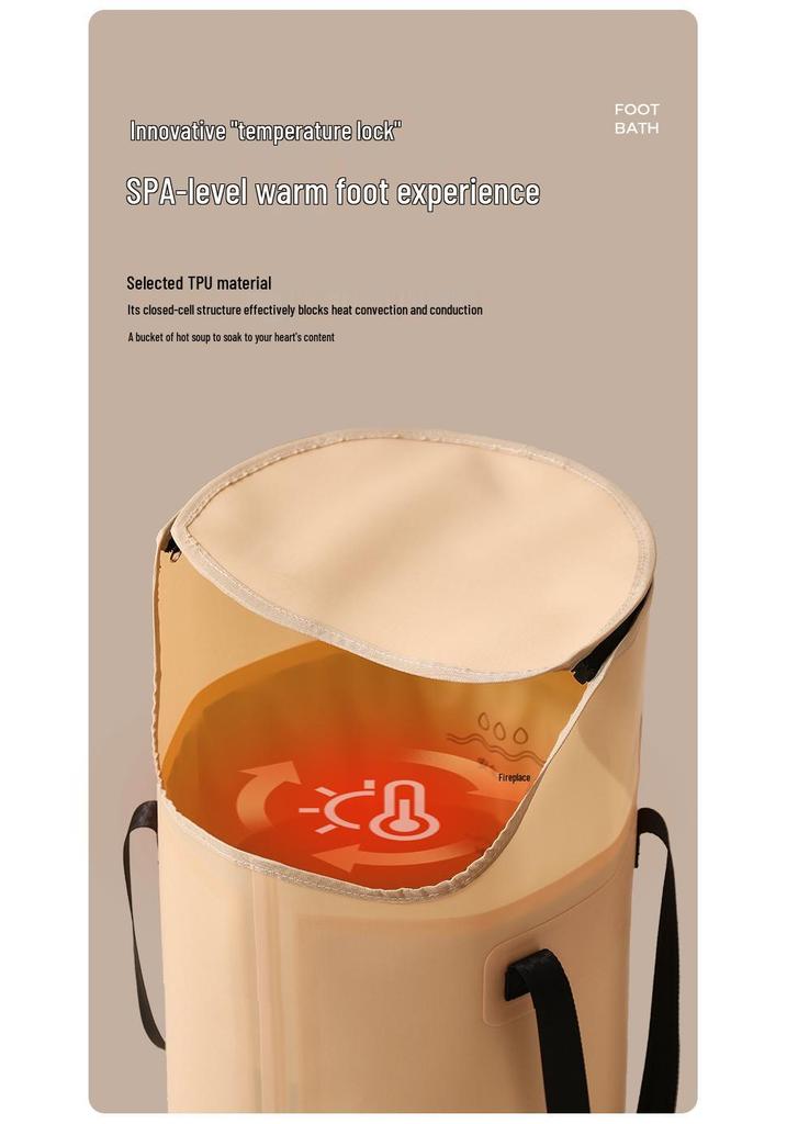 Foldable Foot Bath Basin with Constant Temperature and Steaming, Over-the-Calf Deep Design, Portable for Home Use