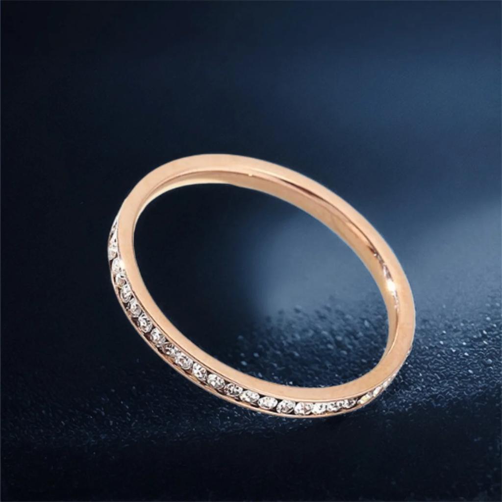 Luxury Designs Full Cubic Zirconia Rotating Rings for Women High Quality Stainless Steel Waterproof Jewelry 2026 Wedding Rings