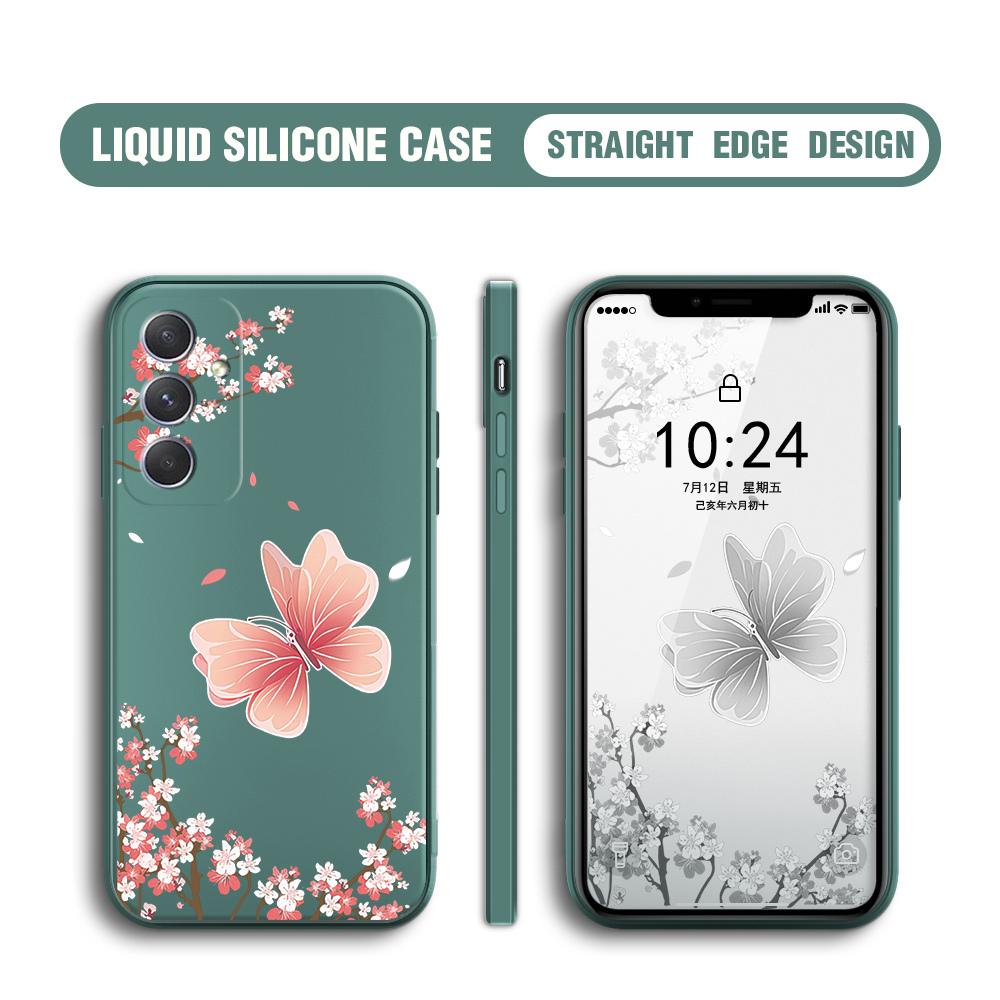 Чехол для телефона с изображением мультяшных бабочек и цветов, квадратный, жидкий силикон, TPU, полное покрытие камеры, противоударный защитный чехол для Samsung Infinix Tecno