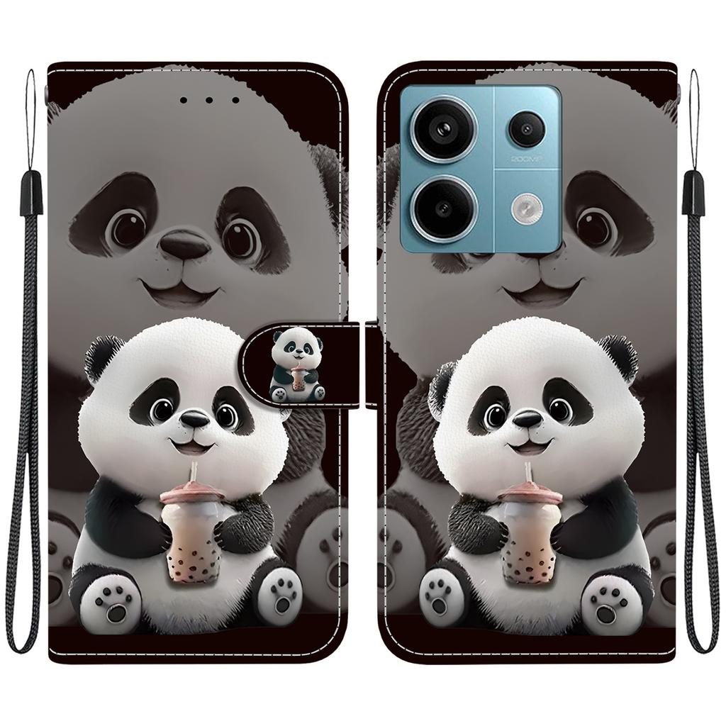 Чехол-книжка из искусственной кожи ручной работы для Xiaomi Poco X6 / Redmi Note 13 Pro (5G) Противоскользящий ударопрочный чехол с ремешком на запястье и дизайнами в виде сердец/роз и кошек