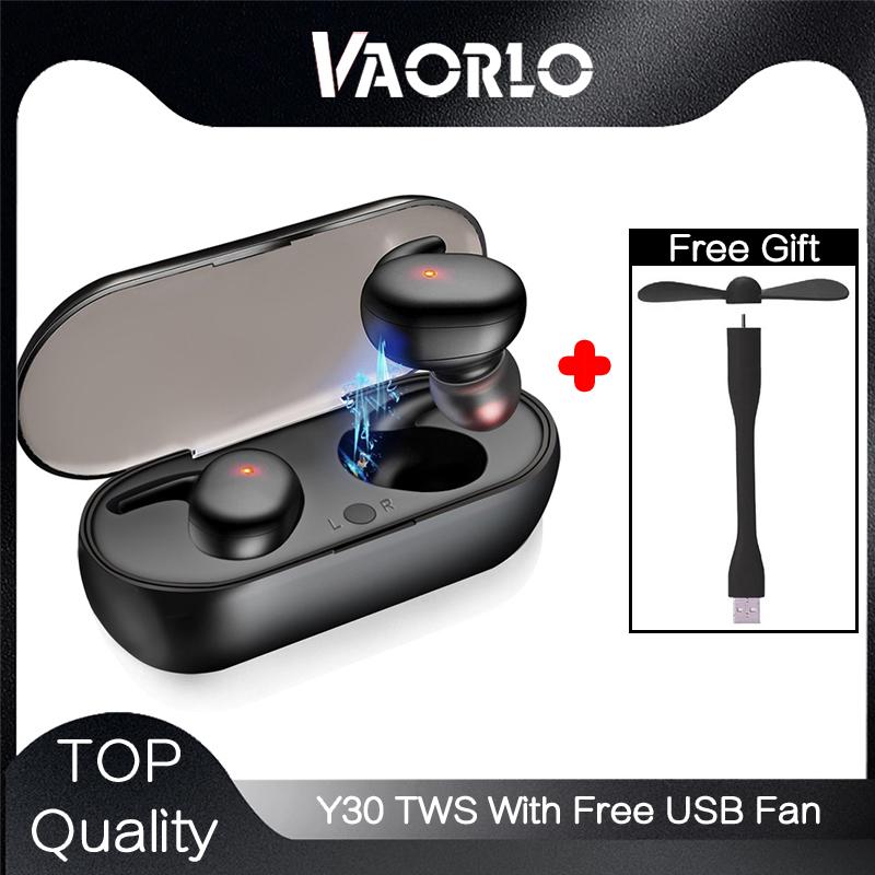 VAORLO С бесплатным подарком беспроводные наушники Y30 TWS HiFi Stereo Music с HD-микрофоном, гарнитура Super Bass, вкладыши для всех смартфонов