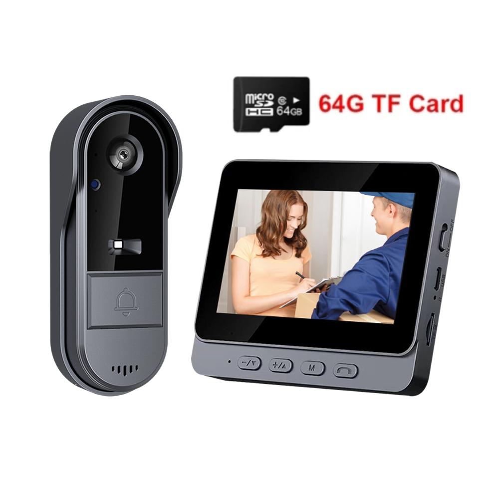 Беспроводной дверной звонок 2,4G, дверная камера 4,3 дюйма, без Wi-Fi, без приложения, цифровой глазок, беспроводной дверной видеорегистратор, камера для дверного телефона