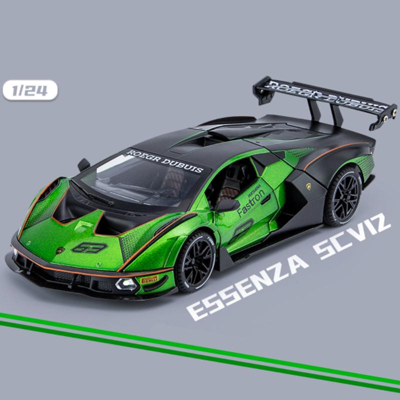 1/24 Lamborghini Essenza SCV12 сплава спортивная модель автомобиля литые металлические игрушечные транспортные средства коллекция моделей автомобилей имитация звука света детский подарок