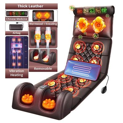 Электрический вибрационный массажный матрас для всего тела с подогревом, инфракрасный массажный коврик, массажная подушка, разминание, снятие боли в шее и ногах, релаксация