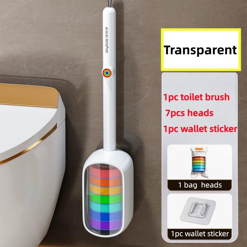 Disposable Wall-mounted Toilet Brush Cleaning Toilet Brush With Detergent Replaceable Heads Household Items Bathroom Accessories