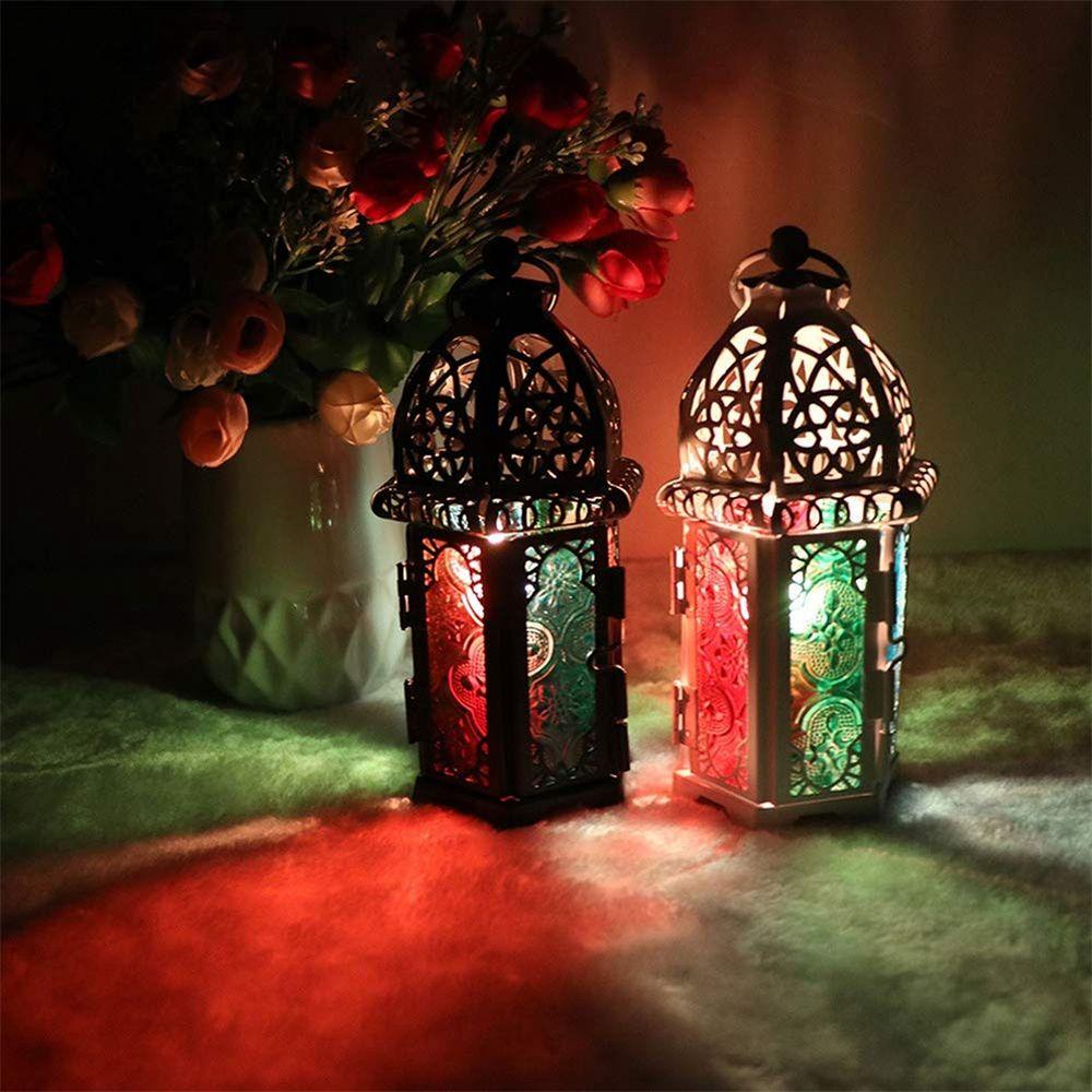 Wind Lamp Wedding Vintage Iron Glass Hanging Candle Lantern Candlestick Home Decor Candle Holders
